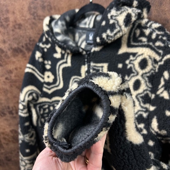 NWT Spyder Full Zip Quilted Fleece Hooded Jacket Women's Large Aztec Medallion - Picture 4 of 11
